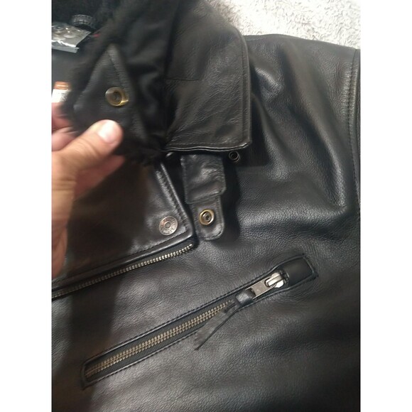 Harley Davidson Leather Detachable Faux Fur Mens Jacket Nwt 4x Black Y2K... - Picture 9 of 16